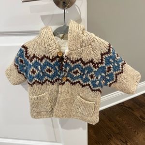 NWT • Zara baby hooded fair isle Sherpa cardigan • 1-3m